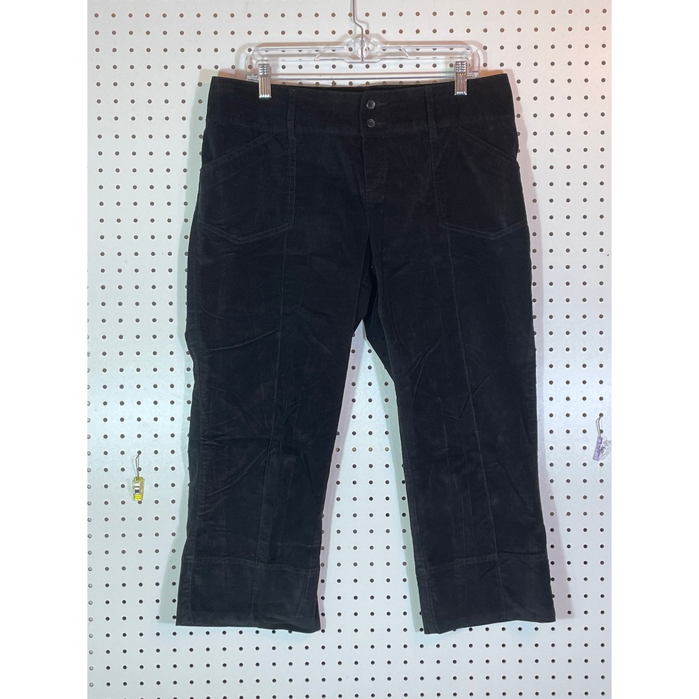 ana A New Approach Black Corduroy Cropped Pants Womens 12 Straight Leg Capris